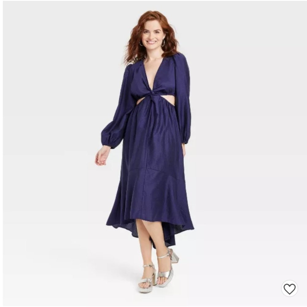 Women's Long Sleeve Twist Cut Out Dress - A New Day™ Size 4X Navy Blue NWT 4